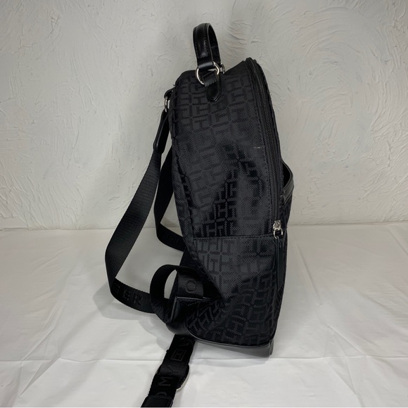 Tommy Hilfiger Backpack Black Monogram Medium Casual Purse Bookbag 14 x 12 x 6 - Picture 2 of 12